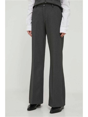 Kalhoty Mos Mosh dámské šedá barva jednoduché high waist