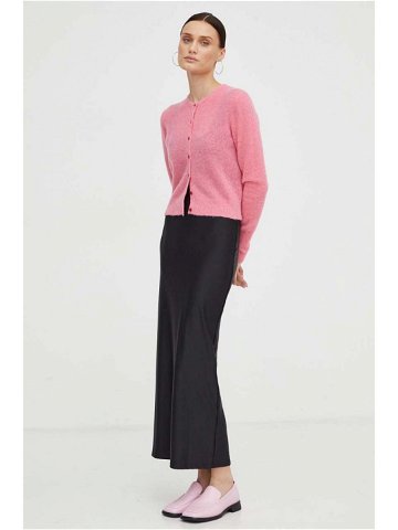 Vlněný svetr American Vintage Gilet dámský růžová barva lehký