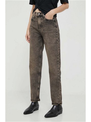 Džíny Calvin Klein Jeans dámské hnědá barva