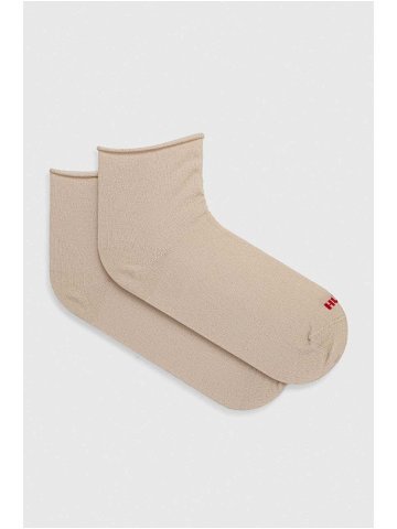 Ponožky HUGO 2-pack dámské béžová barva