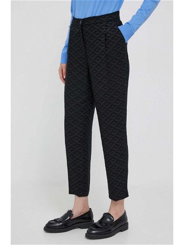 Kalhoty Sisley dámské černá barva fason cargo high waist