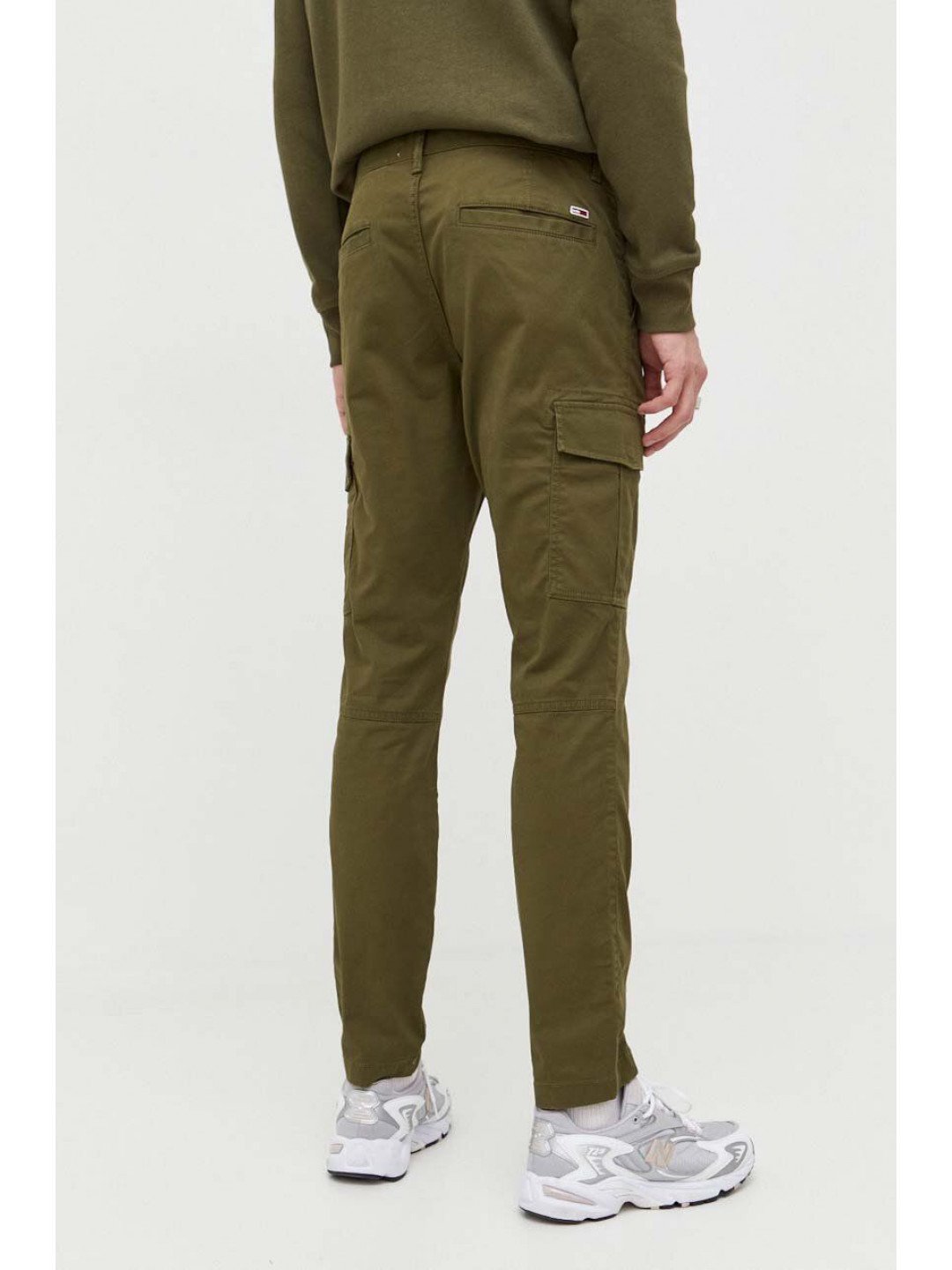 Kalhoty Tommy Jeans pánské zelená barva ve střihu cargo