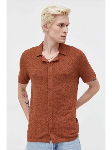 Košile Hollister Co pánská hnědá barva regular