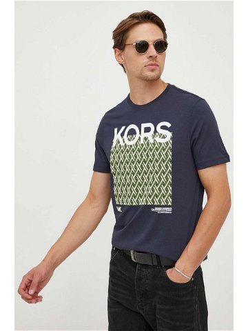 Bavlněné tričko Michael Kors tmavomodrá barva s potiskem