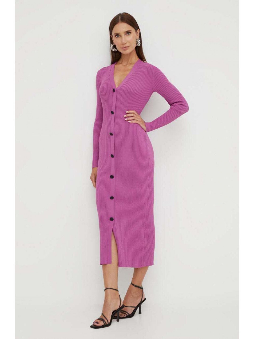 Šaty Karl Lagerfeld fialová barva midi