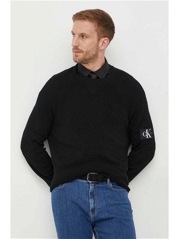 Vlněný svetr Calvin Klein Jeans pánský černá barva lehký