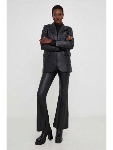 Kožené kalhoty Answear Lab flare X limitovaná kolekce NO SHAME dámské černá barva zvony high waist