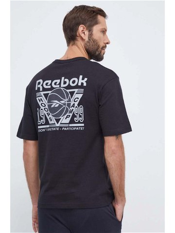 Bavlněné tričko Reebok Classic Basketball černá barva s potiskem