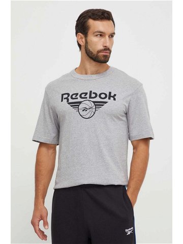 Bavlněné tričko Reebok Classic Basketball šedá barva s potiskem