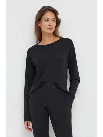 Pyžamové tričko s dlouhým rukávem Calvin Klein Underwear černá barva