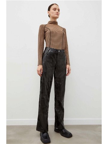 Kalhoty Résumé dámské černá barva široké high waist
