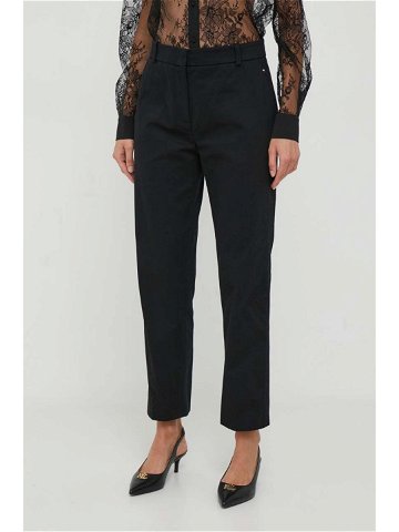 Kalhoty Tommy Hilfiger dámské černá barva jednoduché high waist