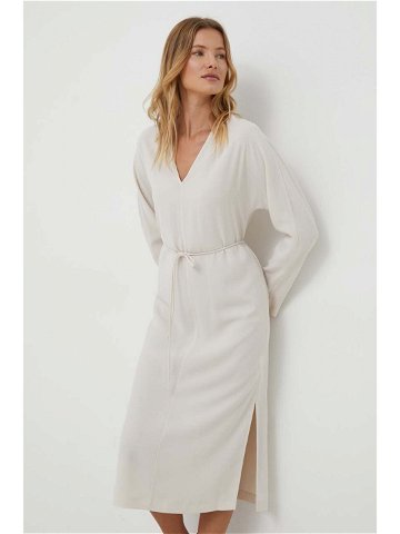 Šaty Calvin Klein béžová barva midi oversize