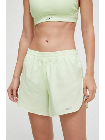 Běžecké šortky Reebok zelená barva s potiskem medium waist