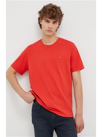 Bavlněné tričko Levi s červená barva