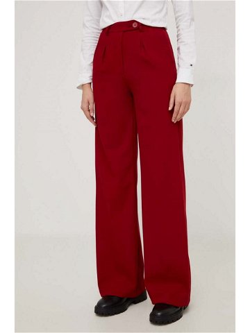Kalhoty Answear Lab dámské červená barva zvony high waist