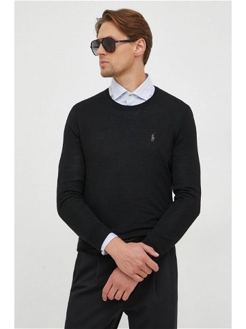 Vlněný svetr Polo Ralph Lauren pánský černá barva