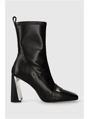 Kožené kotníkové boty Karl Lagerfeld MASQUE dámské černá barva na podpatku KL30760