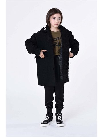 Dětský kabát Karl Lagerfeld černá barva