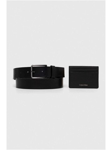 Kožený pásek Calvin Klein pánský černá barva