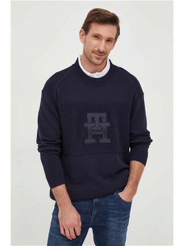 Bavlněný svetr Tommy Hilfiger tmavomodrá barva lehký