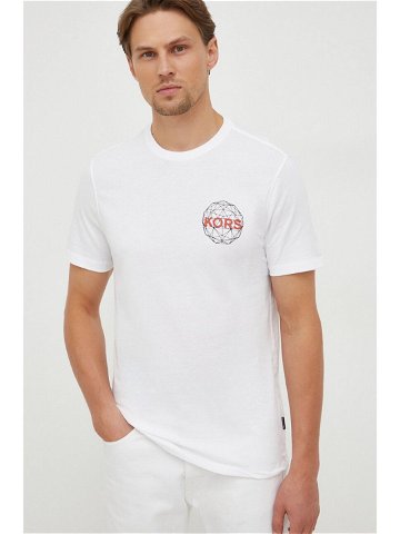 Bavlněné tričko Michael Kors bílá barva s potiskem