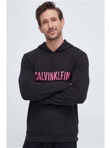 Mikina Calvin Klein Underwear černá barva s kapucí s potiskem