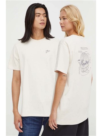 Bavlněné tričko Mercer Amsterdam béžová barva s potiskem