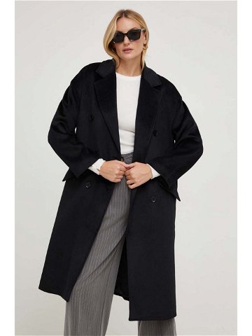 Kabát s vlnou Answear Lab černá barva přechodný oversize