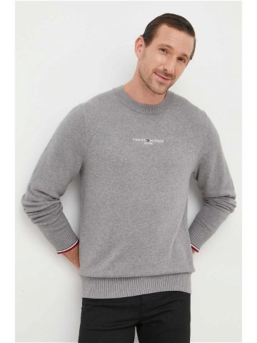 Bavlněný svetr Tommy Hilfiger šedá barva lehký