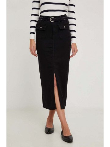 Džínová sukně Answear Lab černá barva maxi pouzdrová