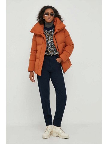 Péřová bunda Hetrego dámská oranžová barva zimní