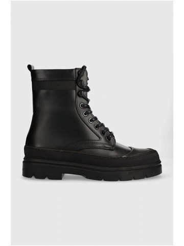Kožené boty Calvin Klein LACE UP BOOT HIGH pánské černá barva HM0HM01213