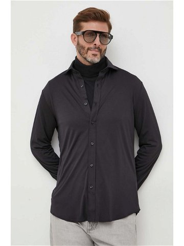 Košile Paul & Shark pánská černá barva regular s klasickým límcem