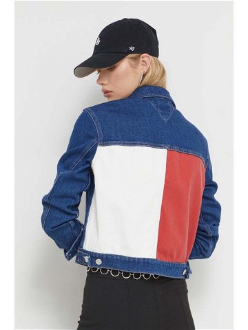 Džínová bunda Tommy Jeans dámská tmavomodrá barva přechodná