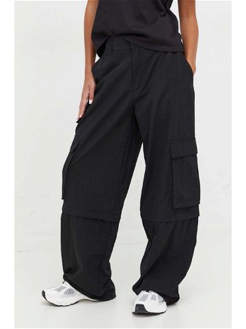 Kalhoty Tommy Jeans dámské černá barva široké high waist