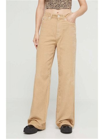 Manšestrové kalhoty Tommy Jeans béžová barva high waist