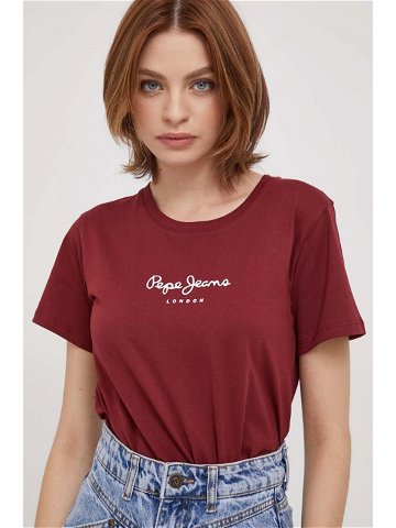 Bavlněné tričko Pepe Jeans Wendys vínová barva