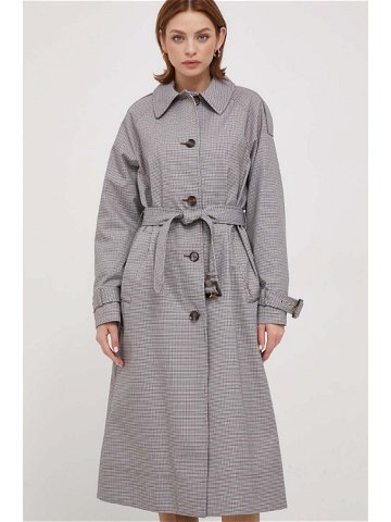 Trench kabát Barbour Marie Check Showerproof dámský šedá barva přechodný oversize