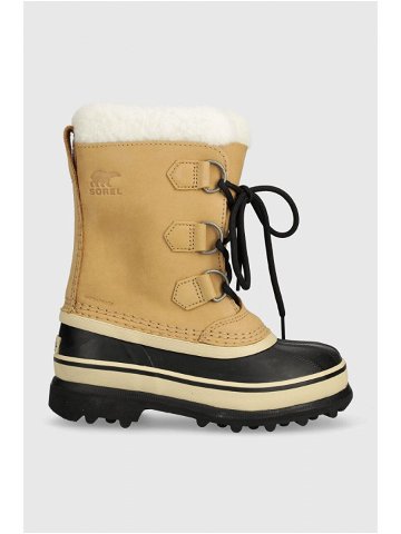 Dětské semišové zimní boty Sorel 1123511 béžová barva Youth Caribou