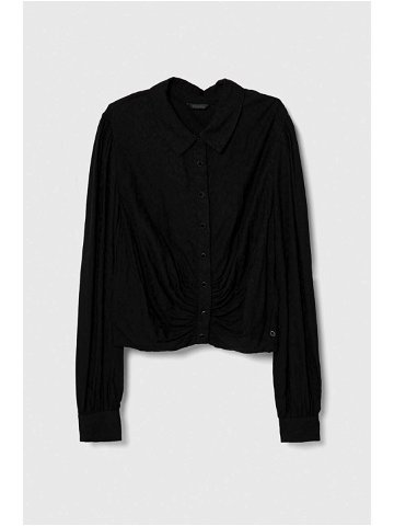 Košile Guess dámská černá barva regular s klasickým límcem