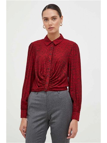 Košile Guess dámská červená barva regular s klasickým límcem
