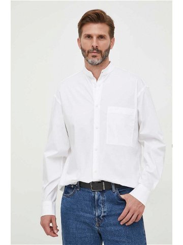 Košile Calvin Klein pánská bílá barva relaxed se stojáčkem