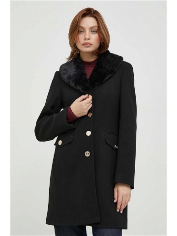 Vlněný kabát Artigli černá barva přechodný