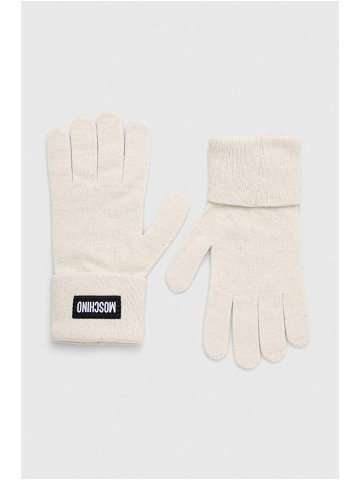 Kašmírové rukavice Moschino béžová barva