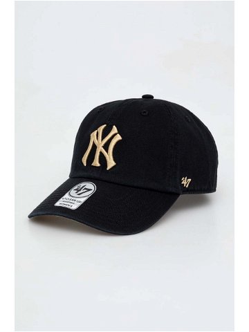 Bavlněná baseballová čepice 47brand MLB New York Yankees černá barva s aplikací