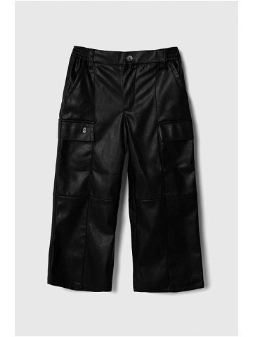 Dětské kalhoty Sisley černá barva hladké