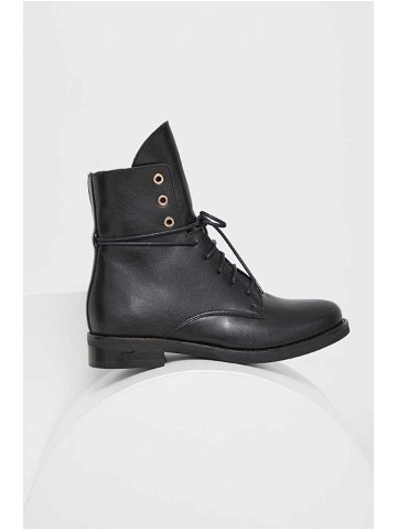 Kožené kotníkové boty Answear Lab dámské černá barva na plochém podpatku lehce zateplené
