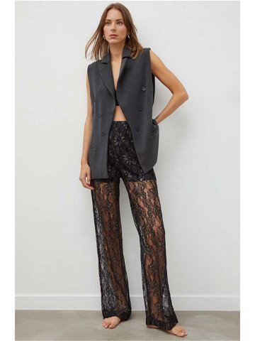 Kalhoty Bruuns Bazaar dámské černá barva jednoduché high waist