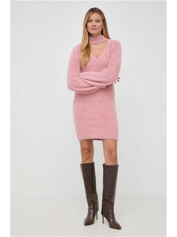 Šaty Guess růžová barva mini